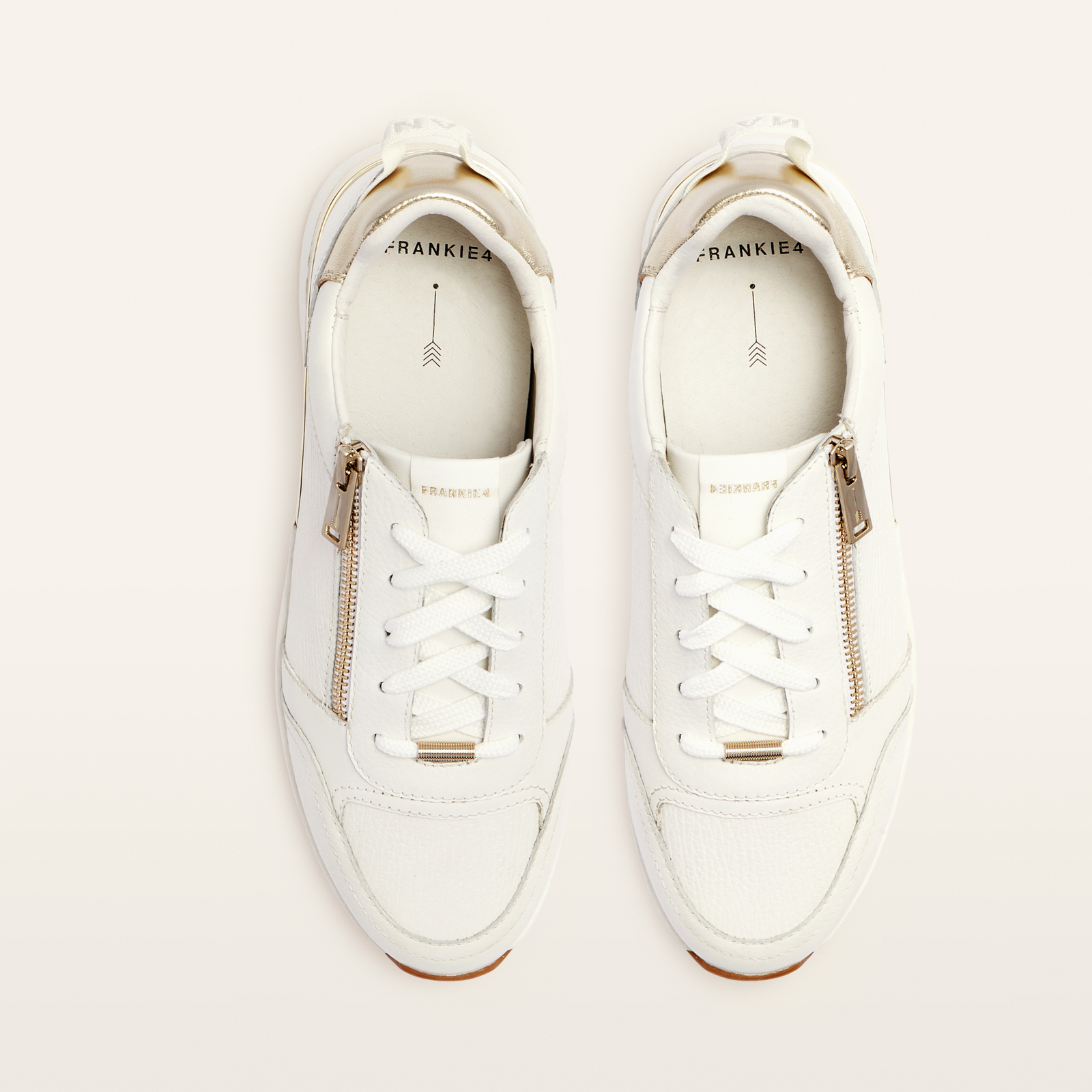 Brooklyn White/ Gold Leather Sneakers