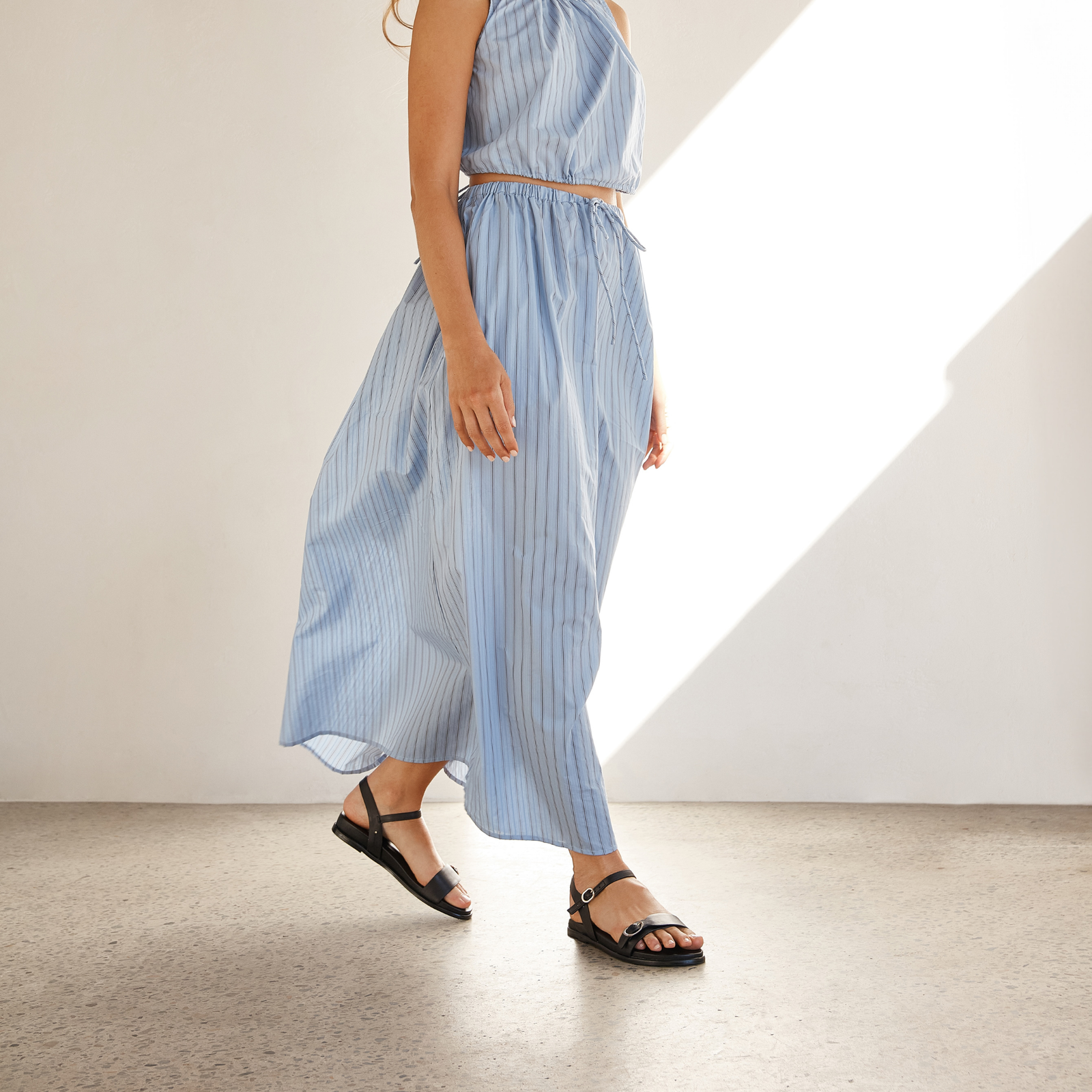 Bree Black Leather Sandals