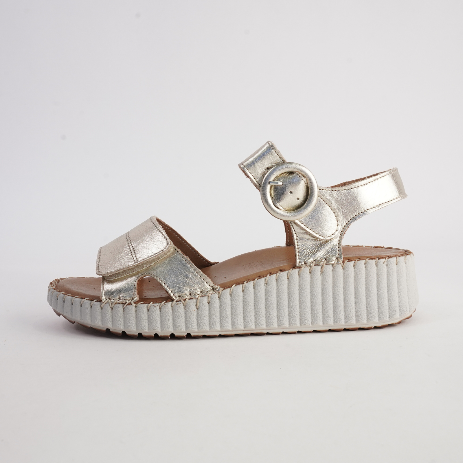 Tina Gold Leather Sandals