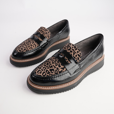 10762 Negro Leopard Multi Leather Loafers