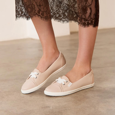 Hannah III Light Blush Emboss Leather Sneakers