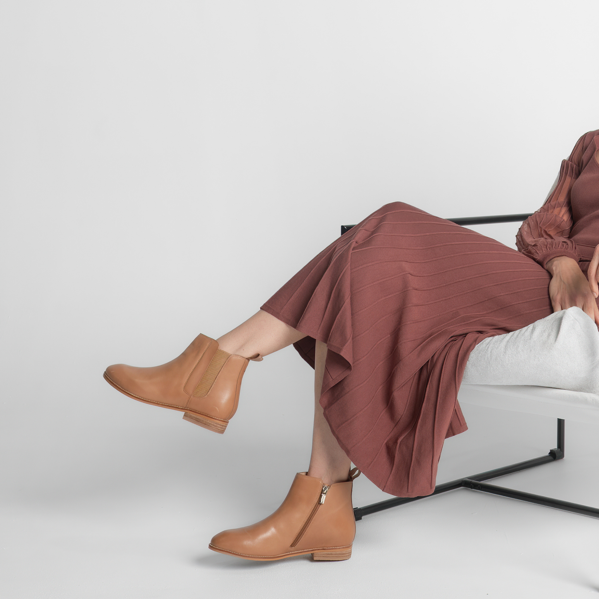 Austen II Camel Leather Ankle Boots