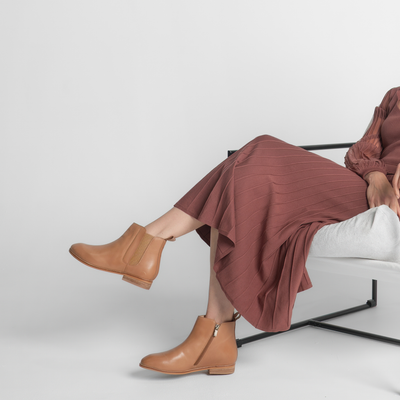 Austen Ii Camel Leather Ankle Boots