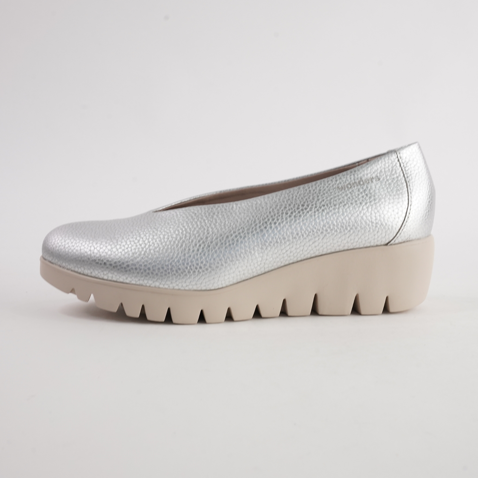 Caroline Silver Leather Wedges