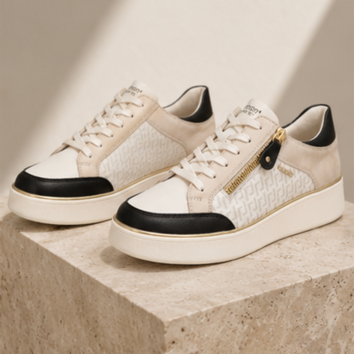D2E04 Black Crema Combo Sneakers