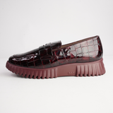 Nabia Vino Croc Patent Loafers