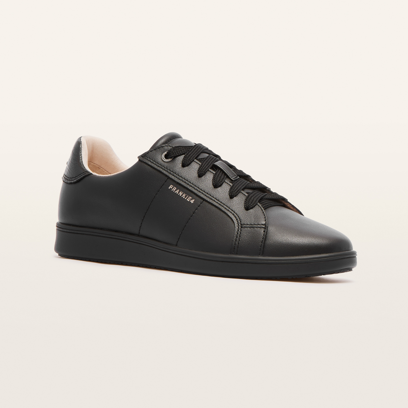 Jackie V Black/ Black Leather Sneakers
