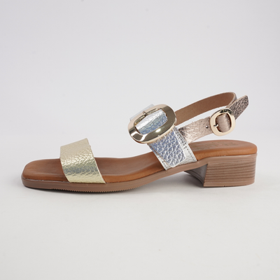 Trilly Platinum Multi Leather Sandals