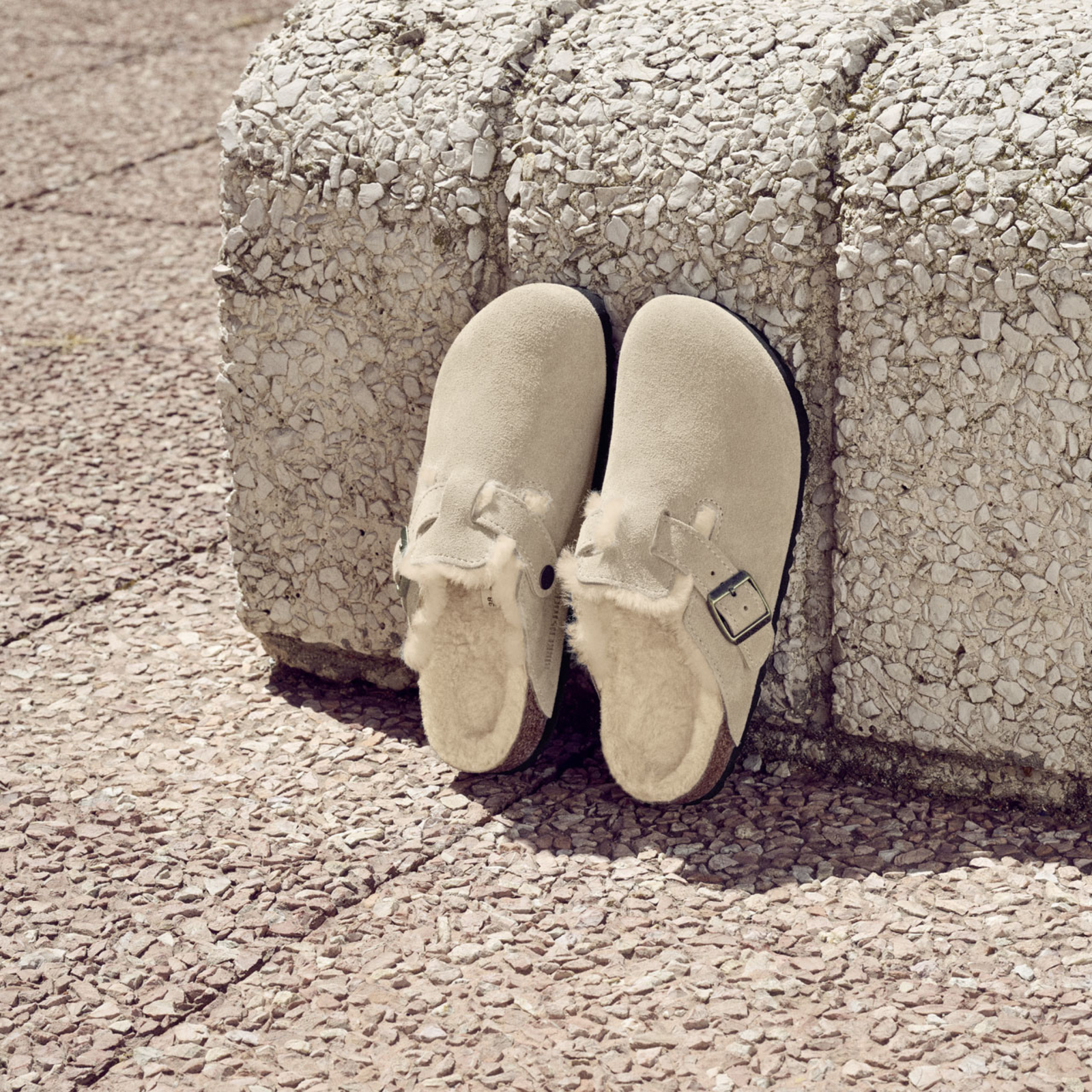 Boston Shearling Taupe Suede/ Shearling Flats