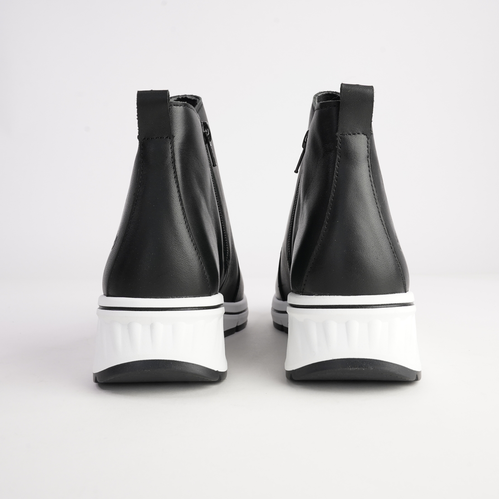 Brussels Black Leather Ankle Boots