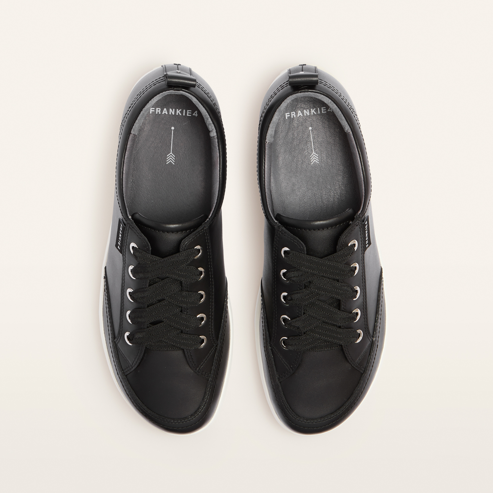 Ellie V Black Leather Sneakers