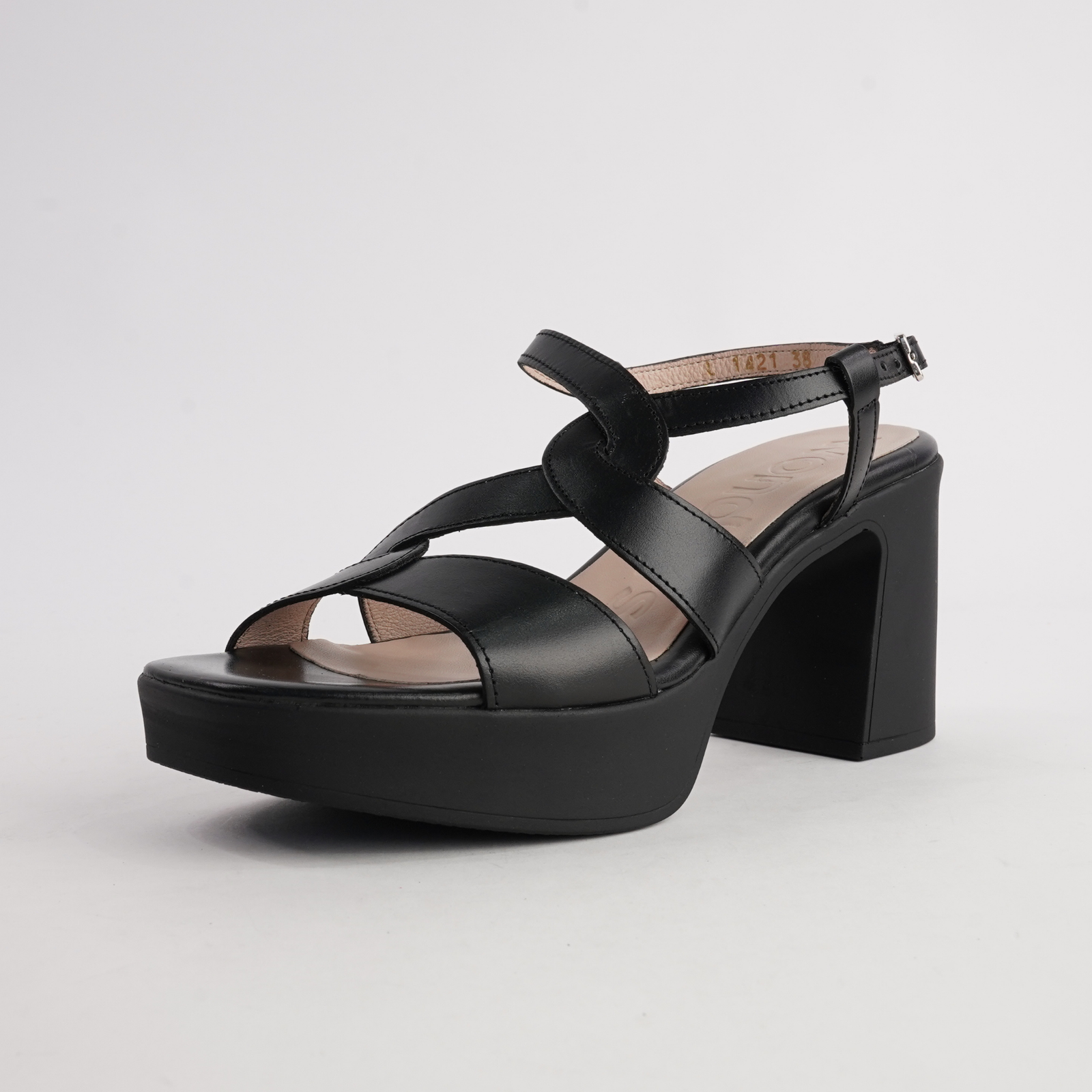 Lennon Black Leather Heels