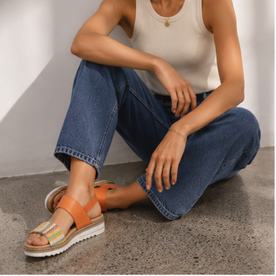 D0Q62 Gold Multi Sandals
