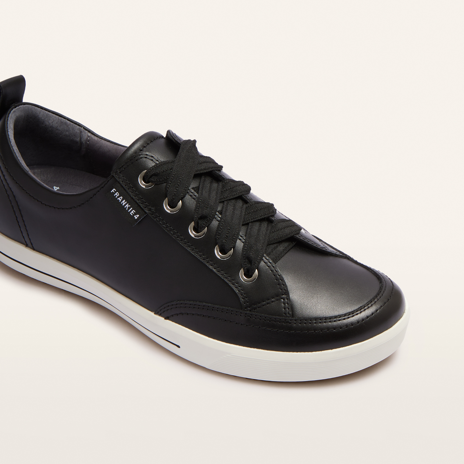 Ellie V Black Leather Sneakers