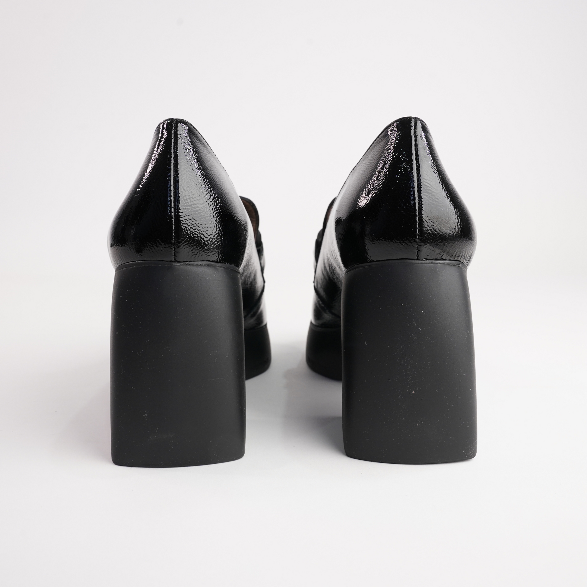 Callisto Black Leather Heels