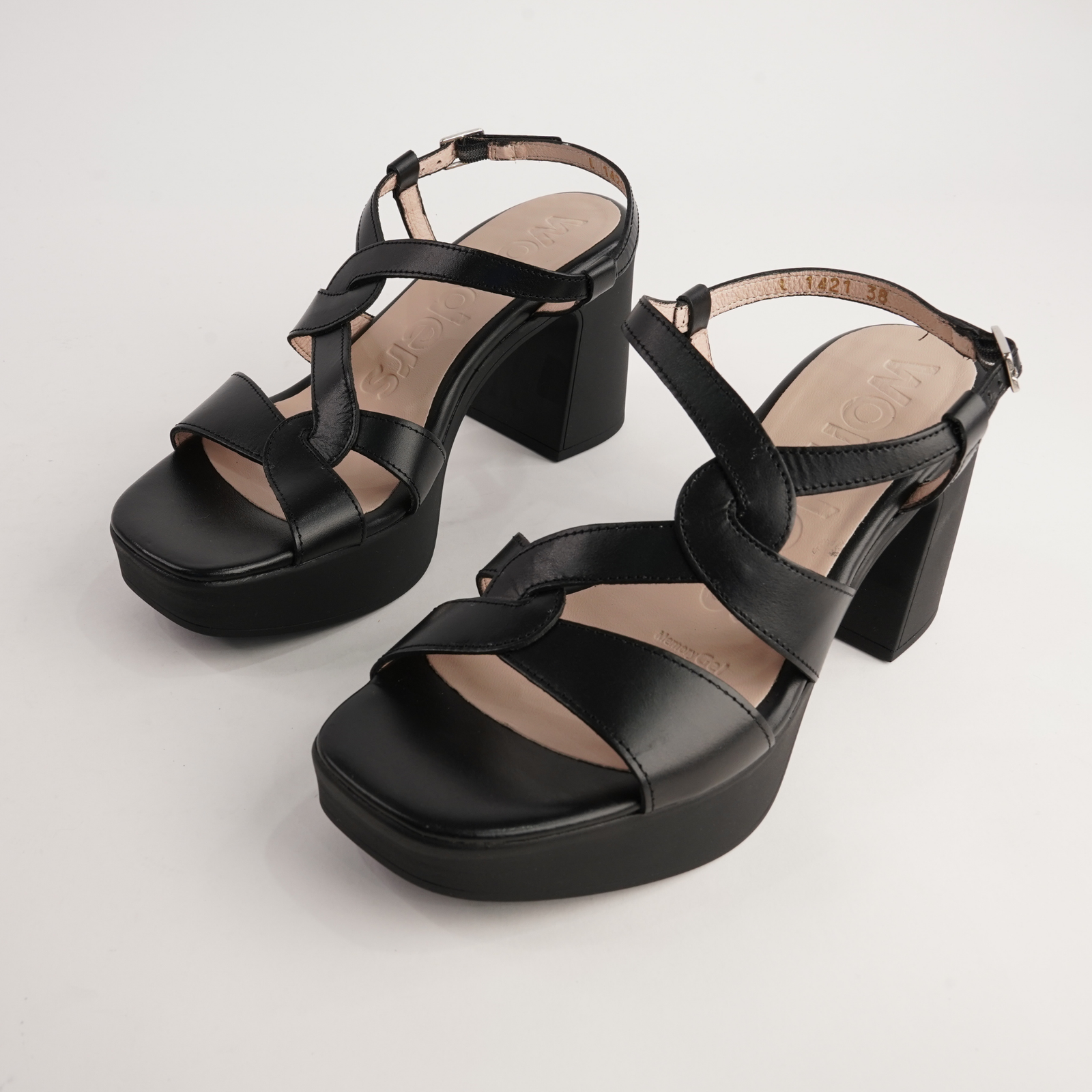 Lennon Black Leather Heels