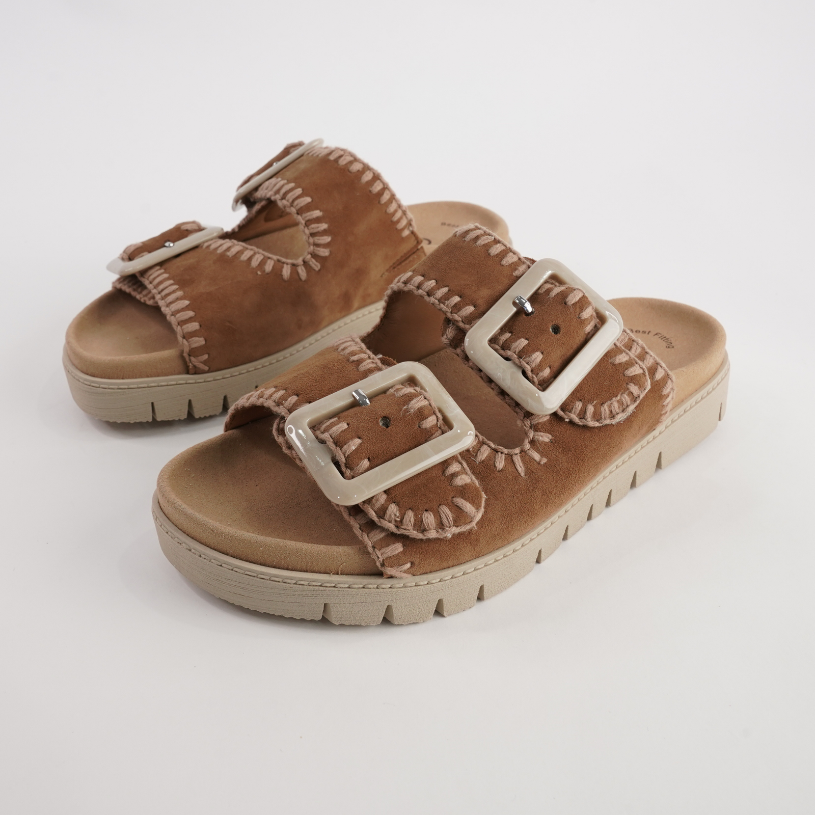 Rita Walnut Suede Leather Slides