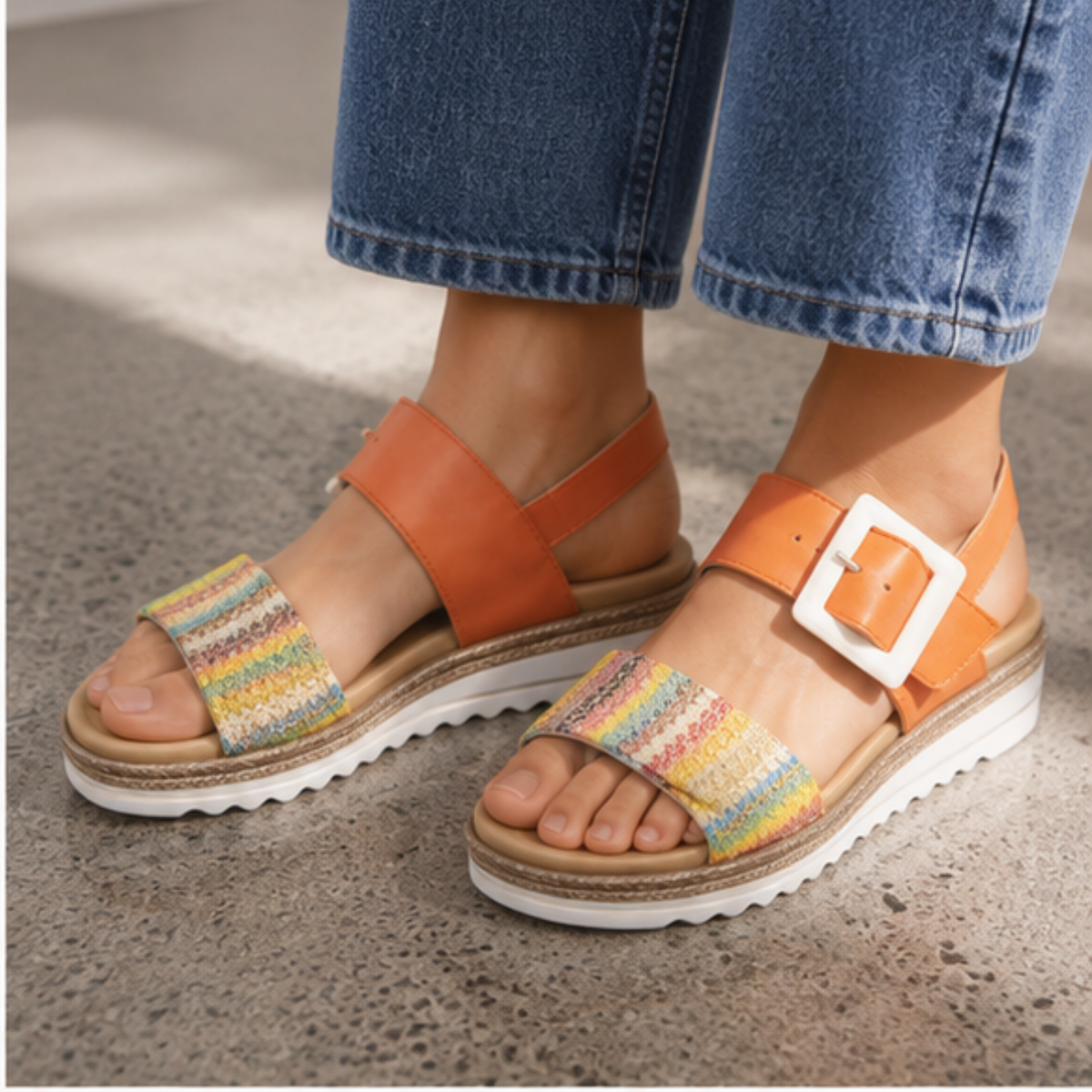 D0Q62 Gold Multi Sandals