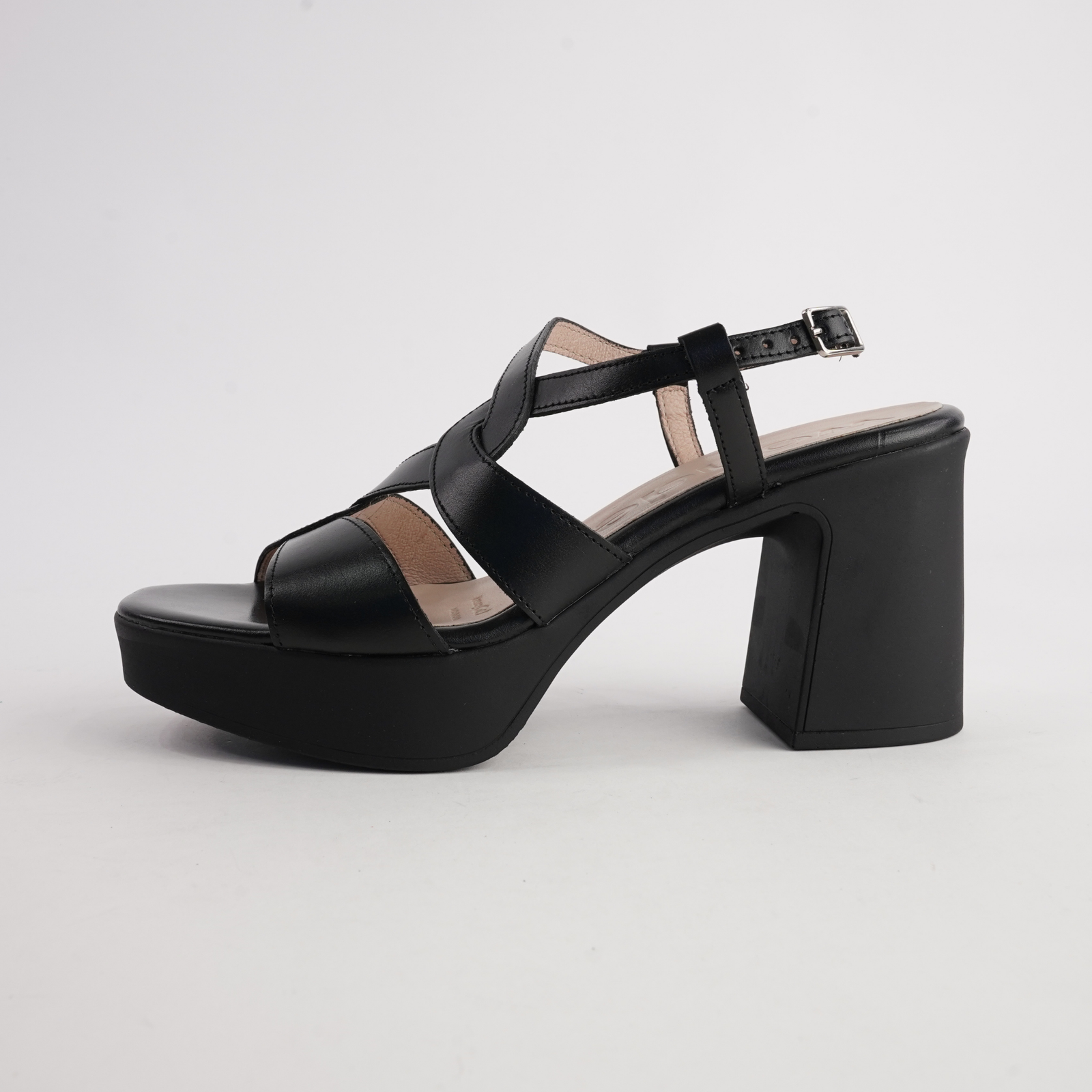 Lennon Black Leather Heels