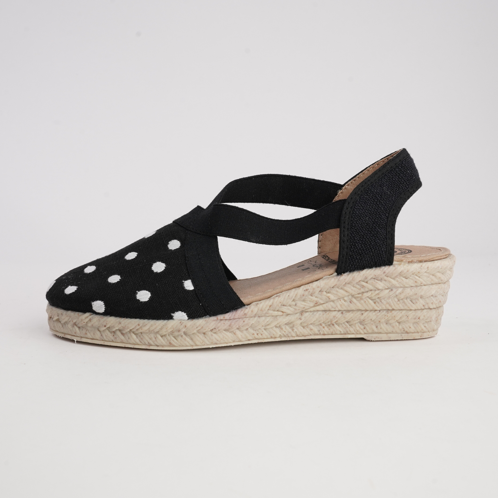 R18021 Black Spot Espadrille Wedges