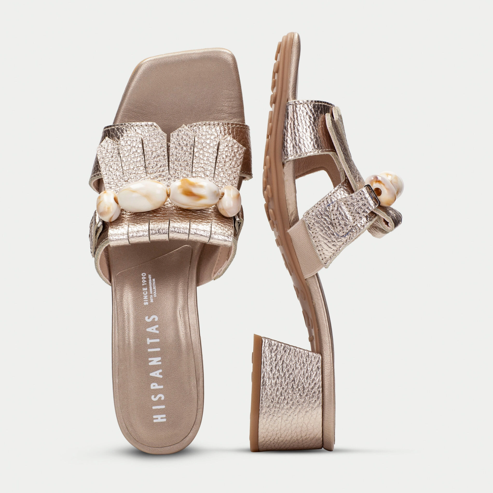 Hv254077 Champagne Leather Heels