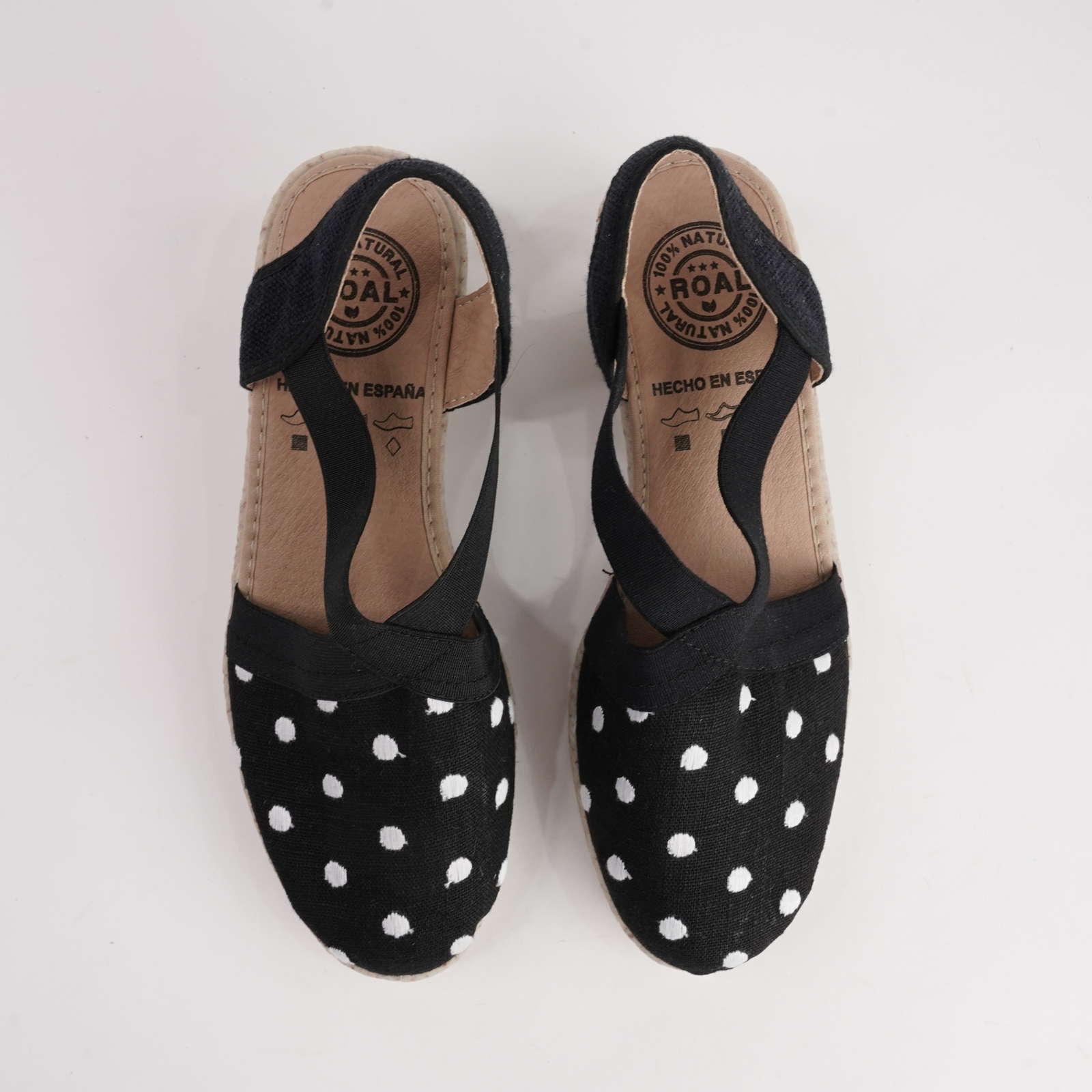R18021 Black Spot Espadrille Wedges