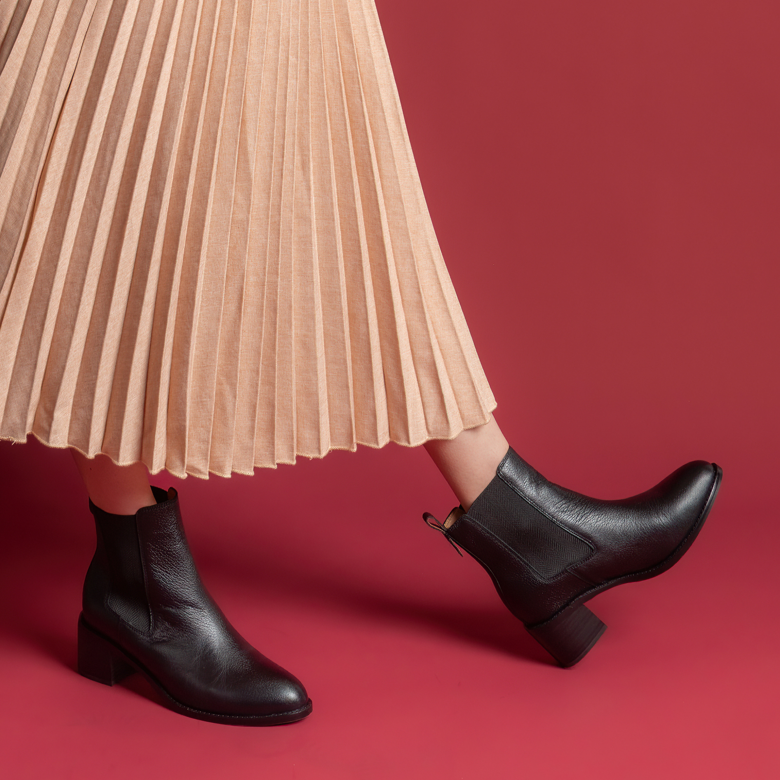 Liberty Black Tumbled Leather Ankle Boots