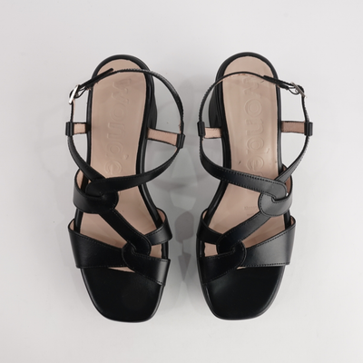 Lennon Black Leather Heels