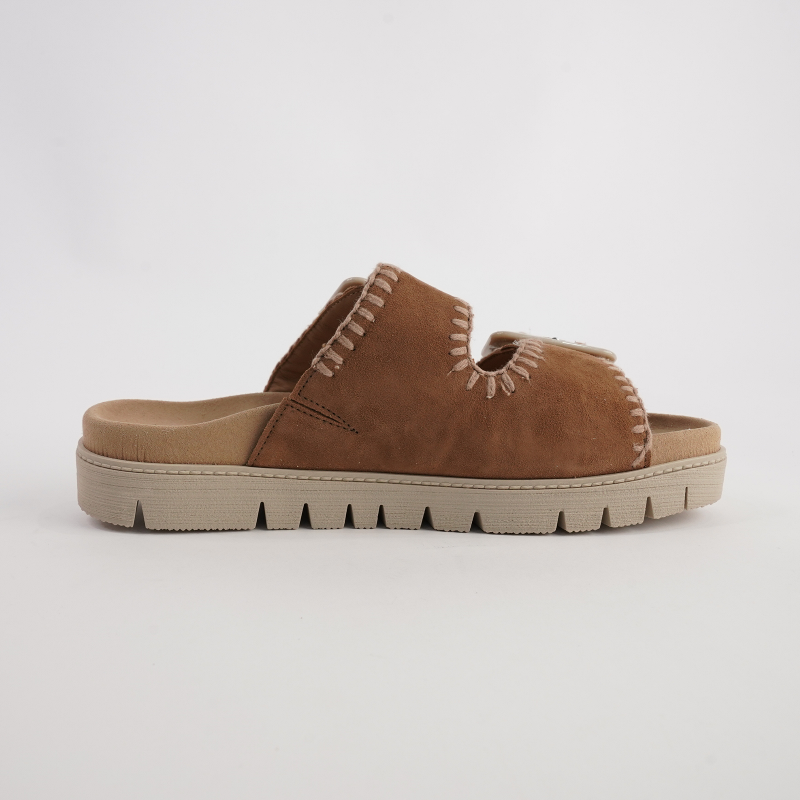 Rita Walnut Suede Leather Slides
