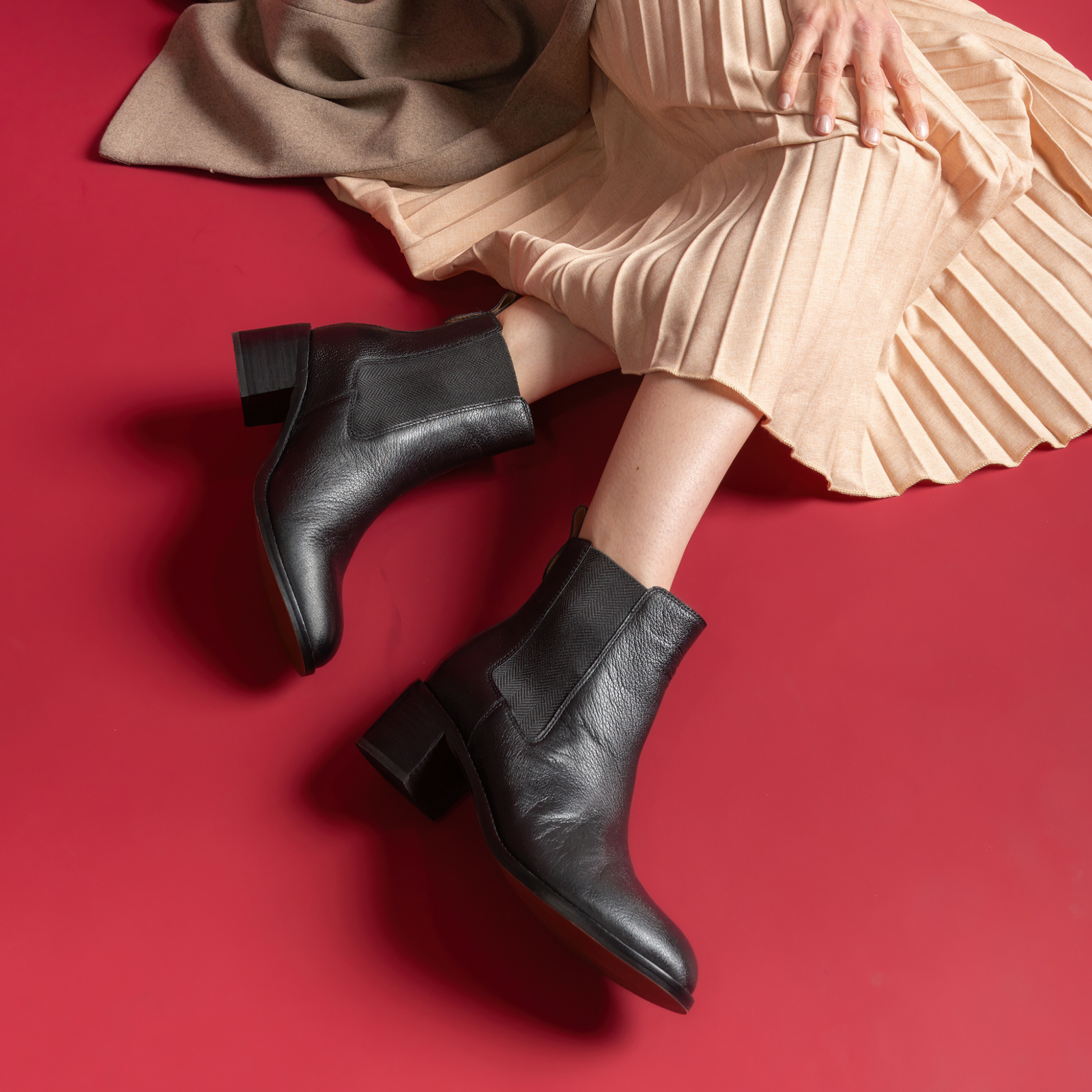 Liberty Black Tumbled Leather Ankle Boots