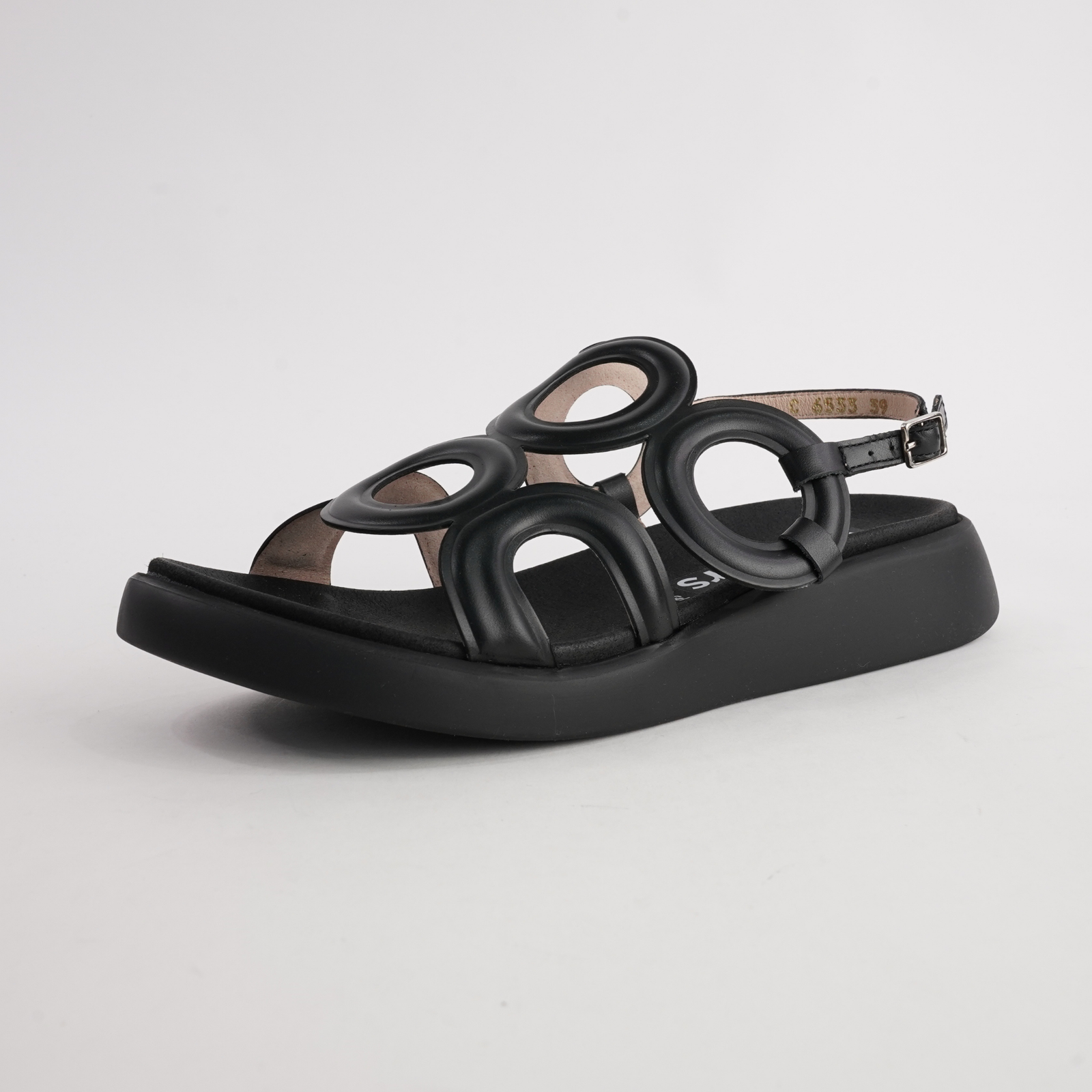 Ciara Black Leather Sandals