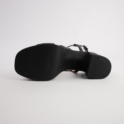 Lennon Black Leather Heels