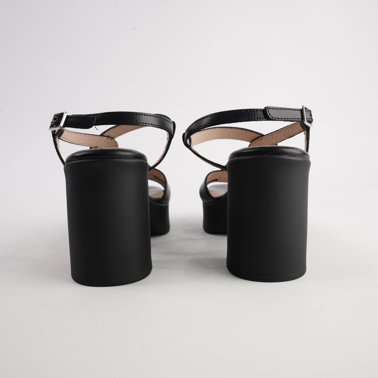 Lennon Black Leather Heels