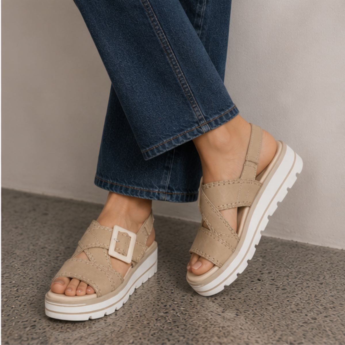 D3N51 Sepia Suede Wedge Sandals