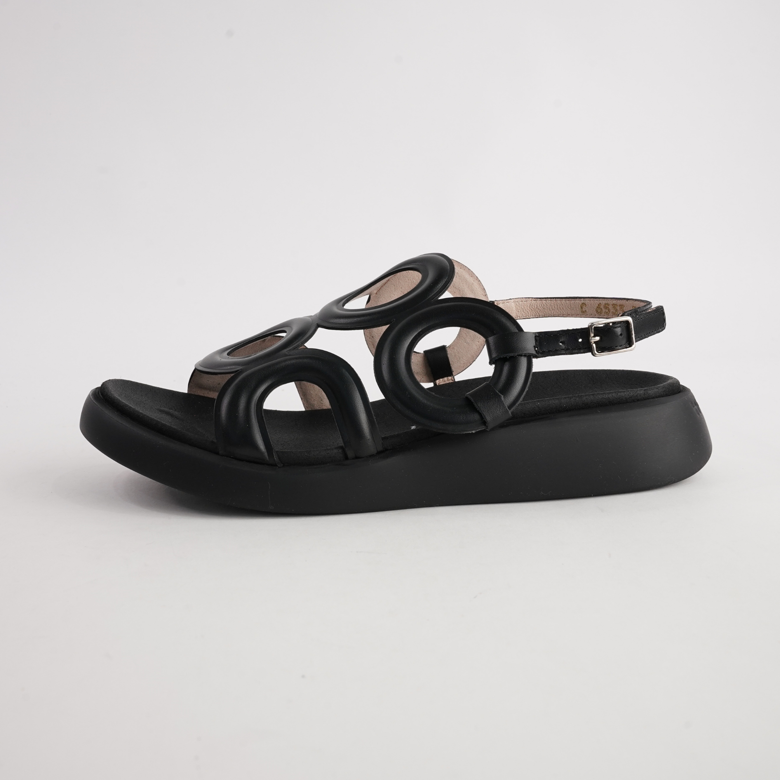 Ciara Black Leather Sandals