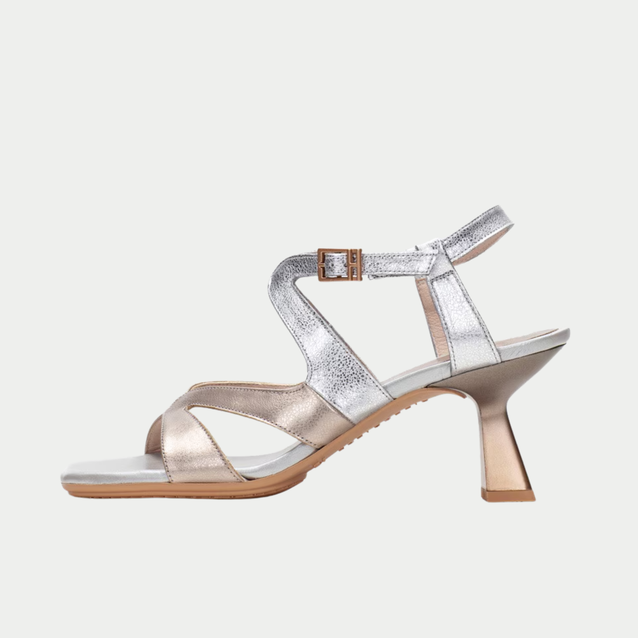 Hv253879 Champagne/ Silver Leather Heels