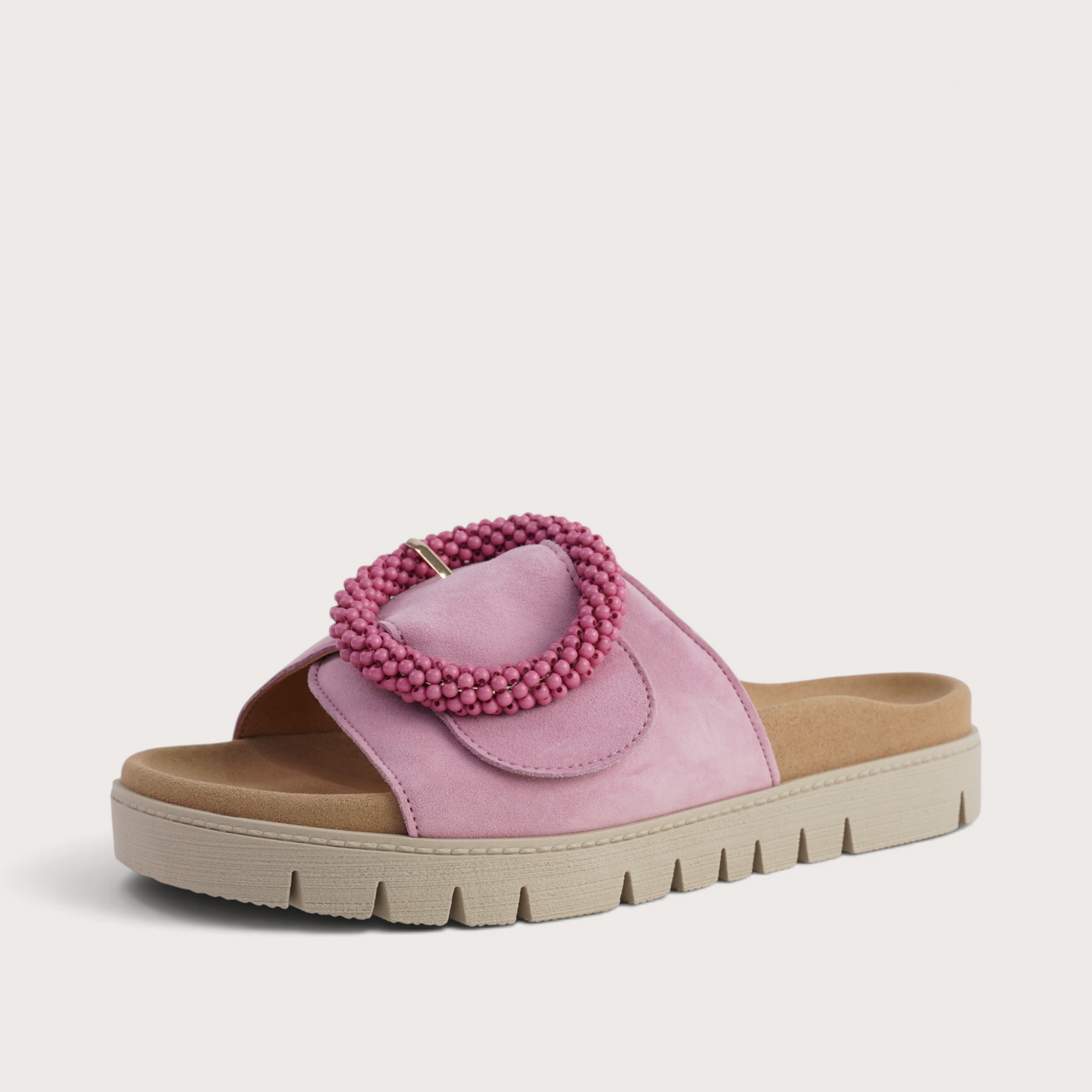 Lucille Soft Pink Suede Slides