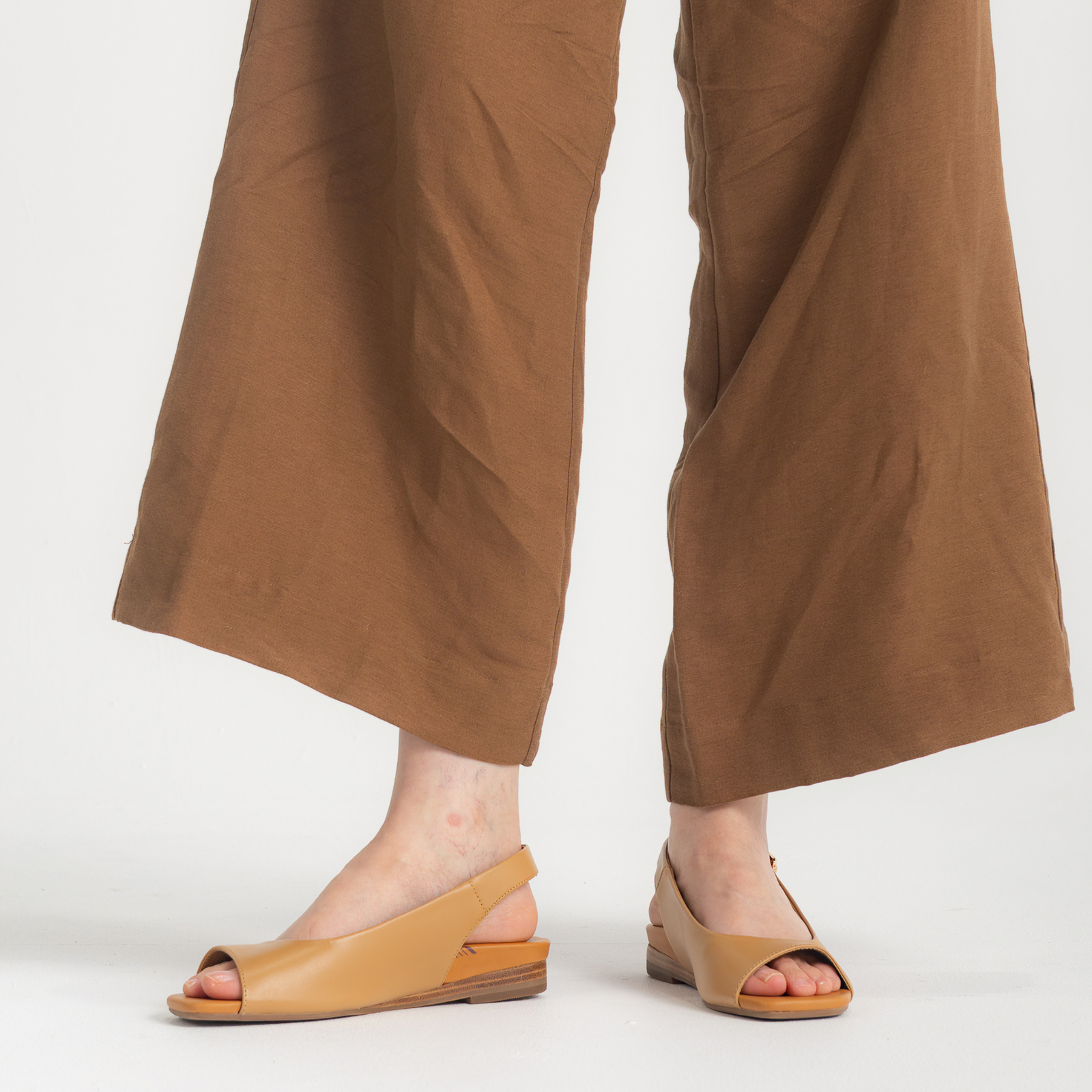 Freda Camel Leather Sandals
