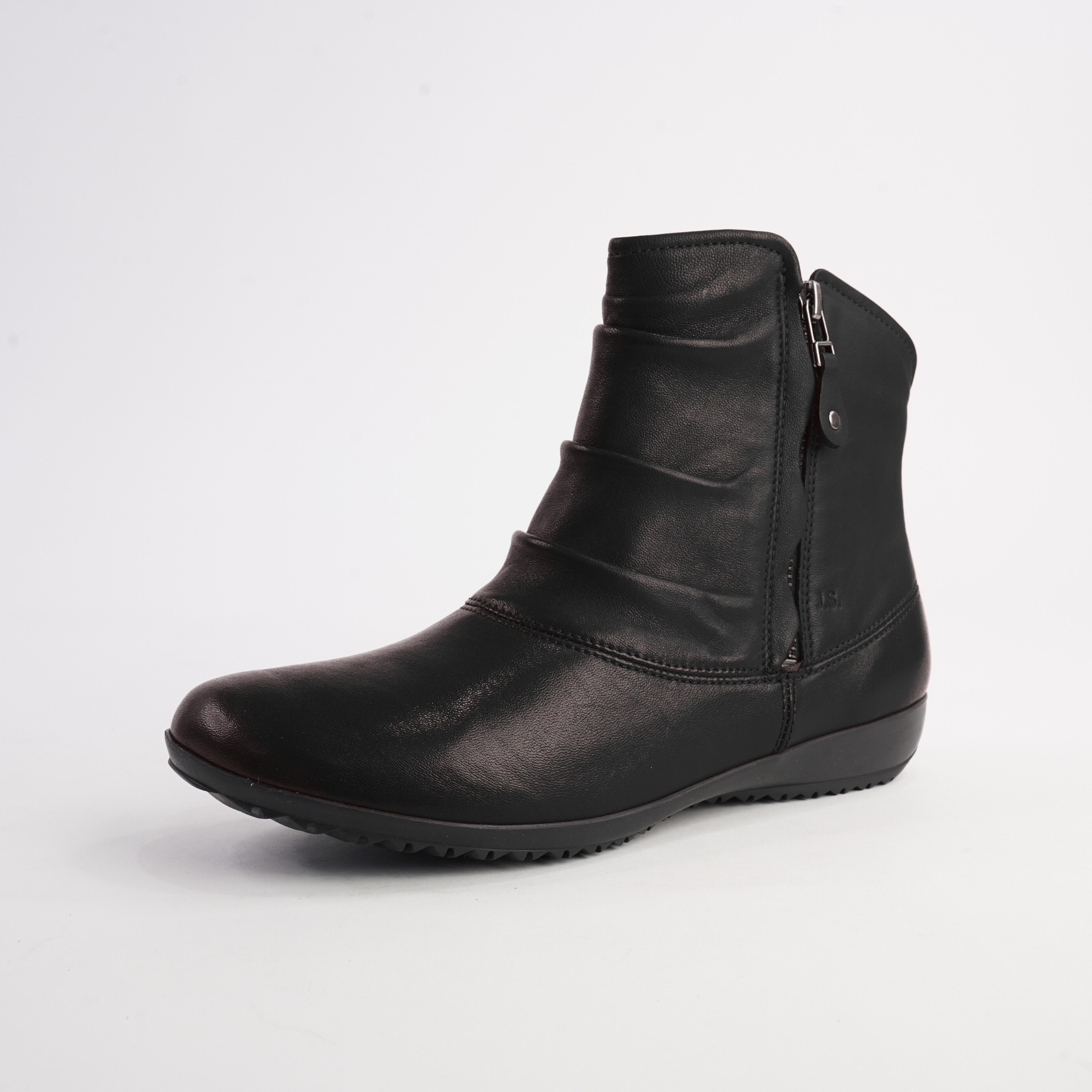 Naly 24 Schwarz Leather Ankle Boots