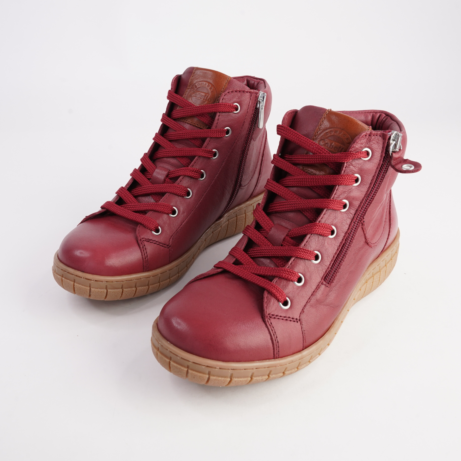 Reagan Burgundy Leather Lace Up Boots