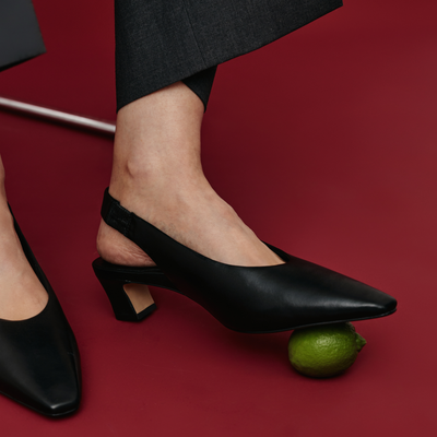 Noa Black Leather Heels
