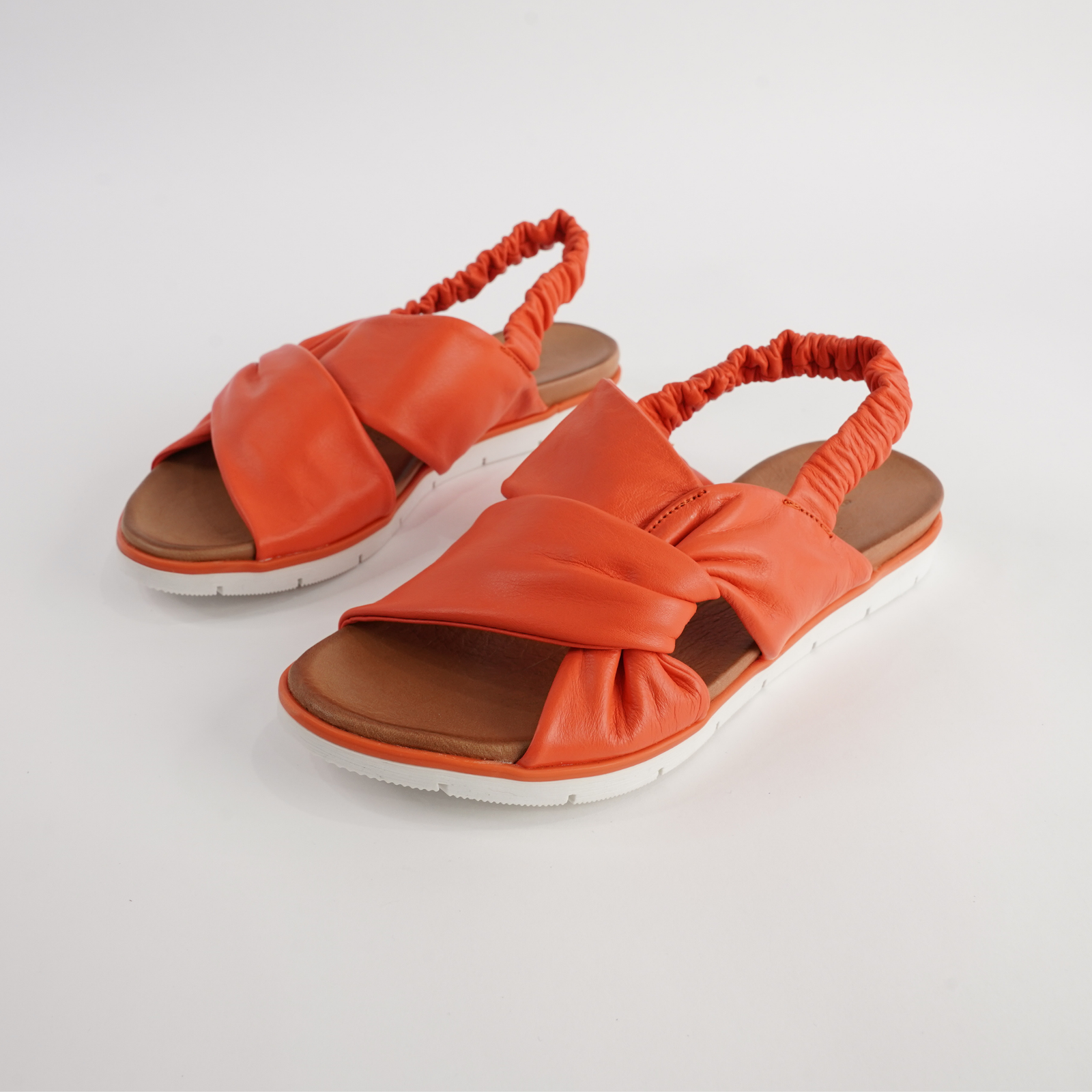 Yara Orange Leather Sandals