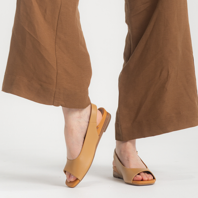 Freda Camel Leather Sandals