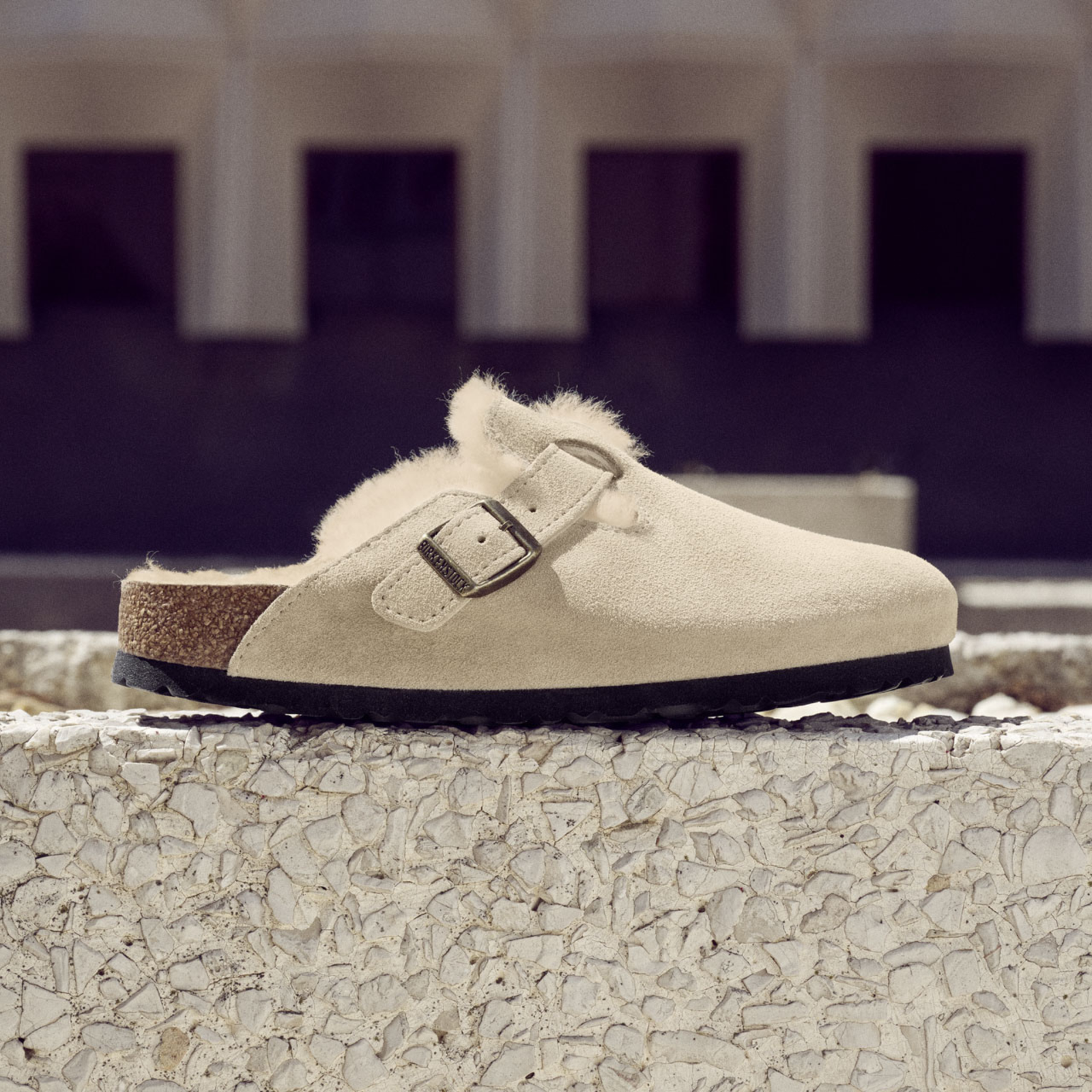 Boston Shearling Taupe Suede/ Shearling Flats