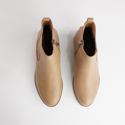 Tamara Camel Leather Ankle Boots