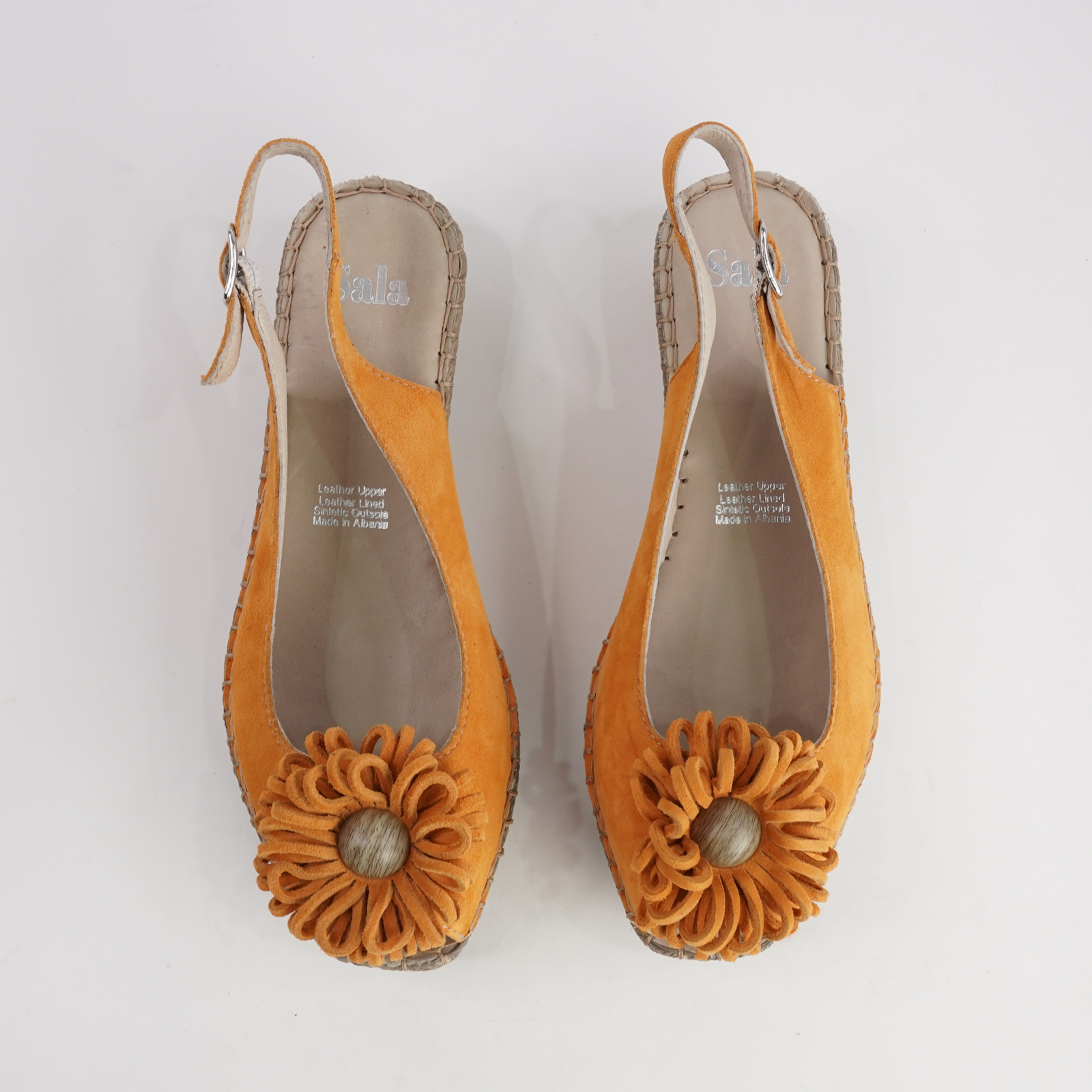 Erica Orange Suede Espadrille Wedges
