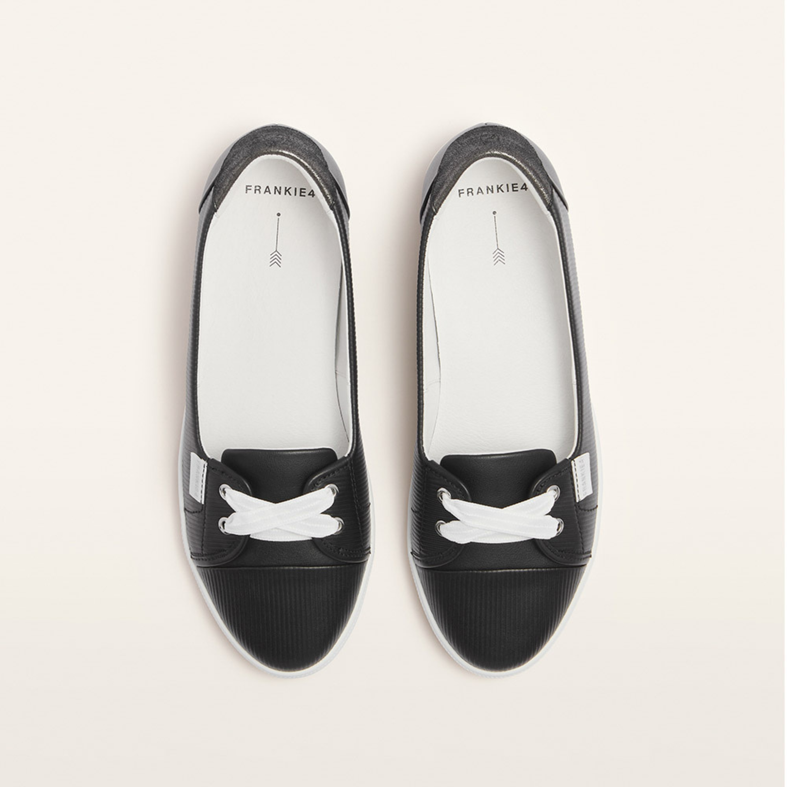 Hannah III Black Emboss Leather Sneakers