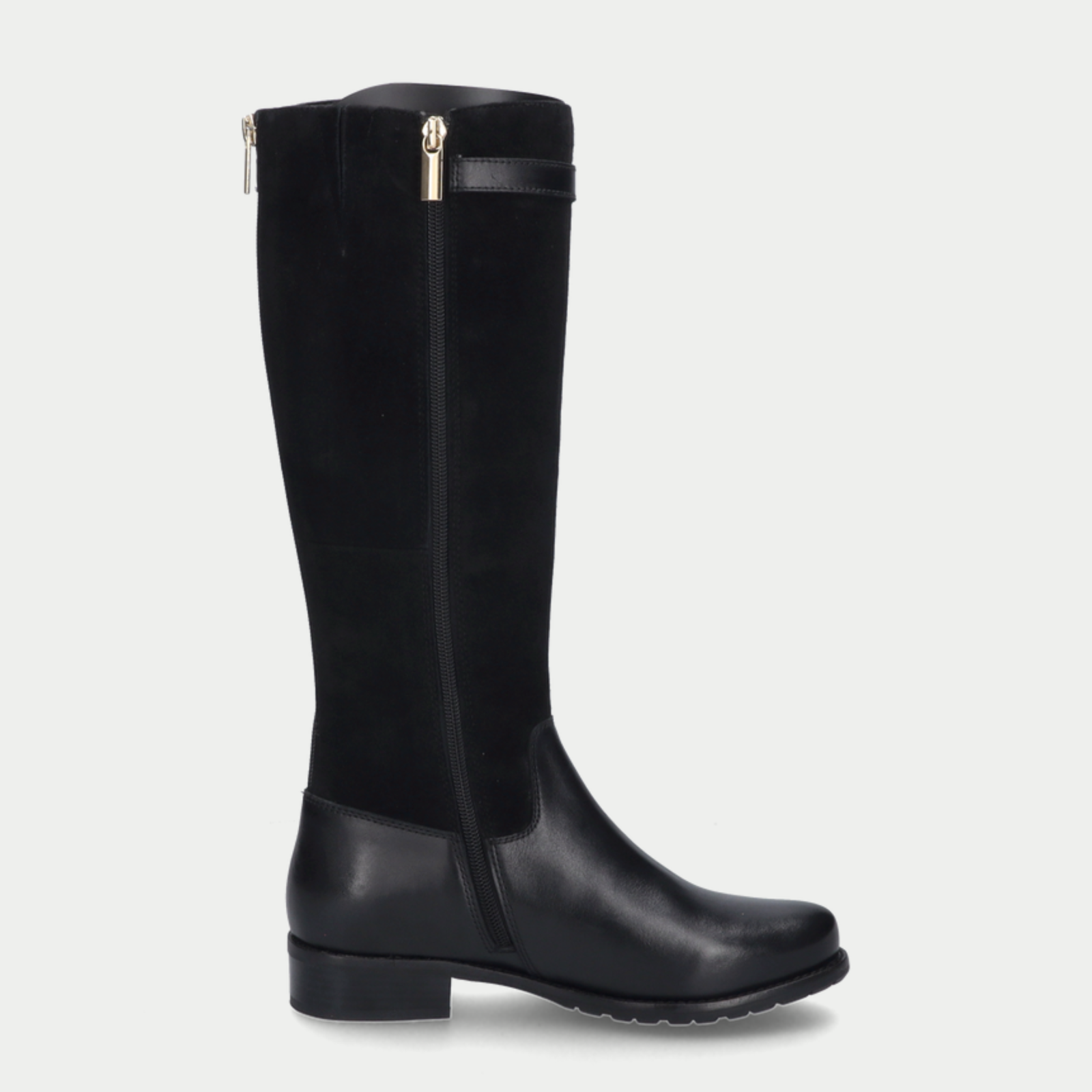Chiara 05 Black Leather/ Black Suede Knee High Boots