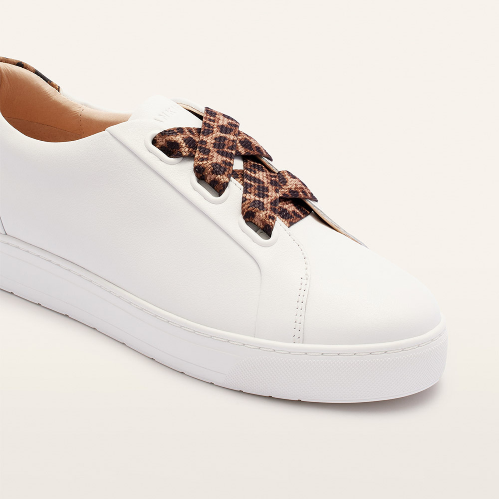 Mya II White Leopard Leather Sneakers
