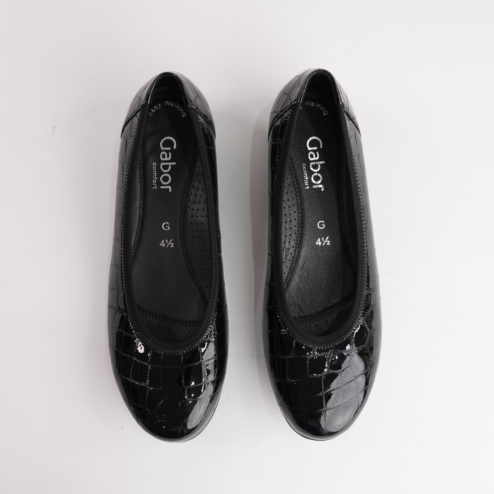 Gia Black Alligator Patent Leather Ballet Flats